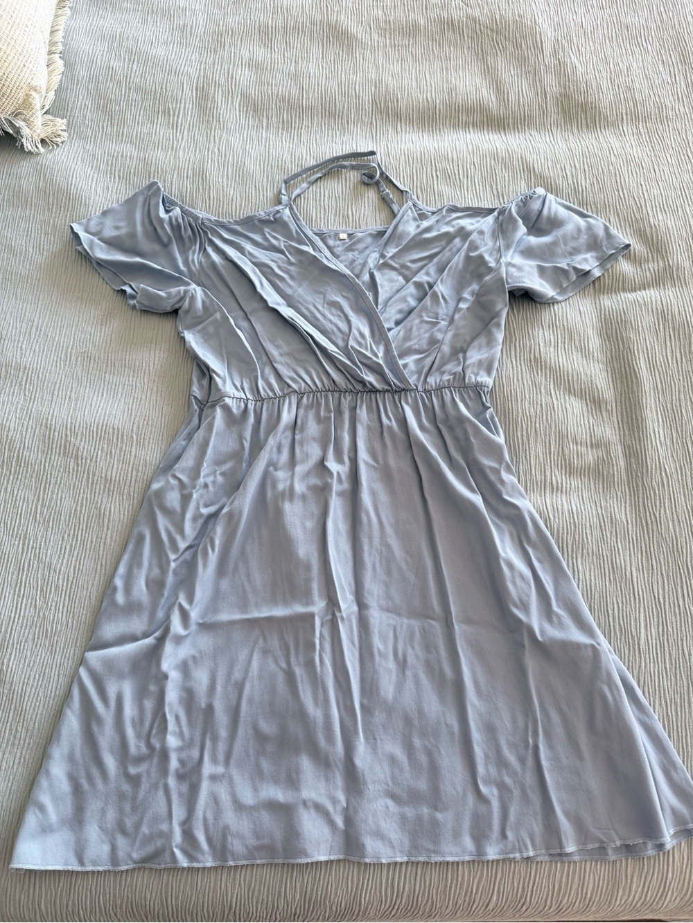 Light Blue Cold-Shoulder Skater Dress